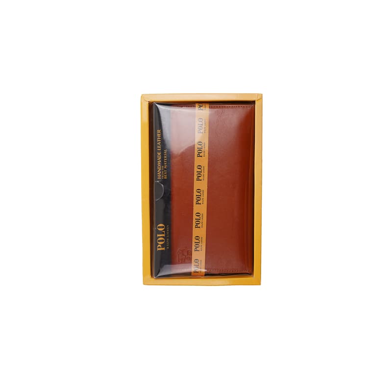کیف پول جاکارتی و جا موبایلی مردانه چرم شکلاتی طرح polo — تصویر ۲