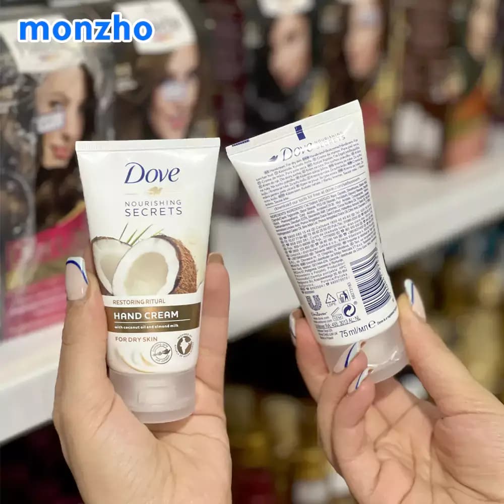 کرم مرطوب کننده دست داو Dove حاوی روغن نارگیل و شیر بادام مناسب پوست خشک 75 میل — تصویر ۲