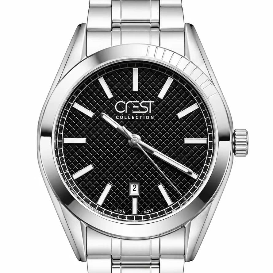 ساعت کرست 6381-4 مردانه کلاسیک کوارتز فریم دایره استیل بند استیل صفحه مشکی — تصویر ۲