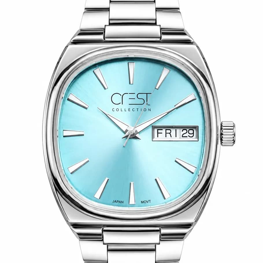 ساعت کرست مردانه 6389-3 اسپرت کوارتز فریم مربع استیل بند استیل صفحه آبی تیفانی — تصویر ۲