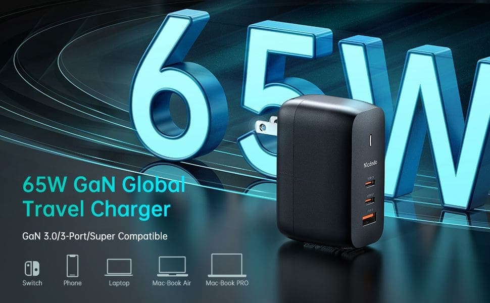 شارژر آداپتور دیواری 3 پورت 65 وات مک دودو مدل MCDODO CH-8442 GAN (پک اورجینال پلمپ ارسال فوری) — تصویر ۵