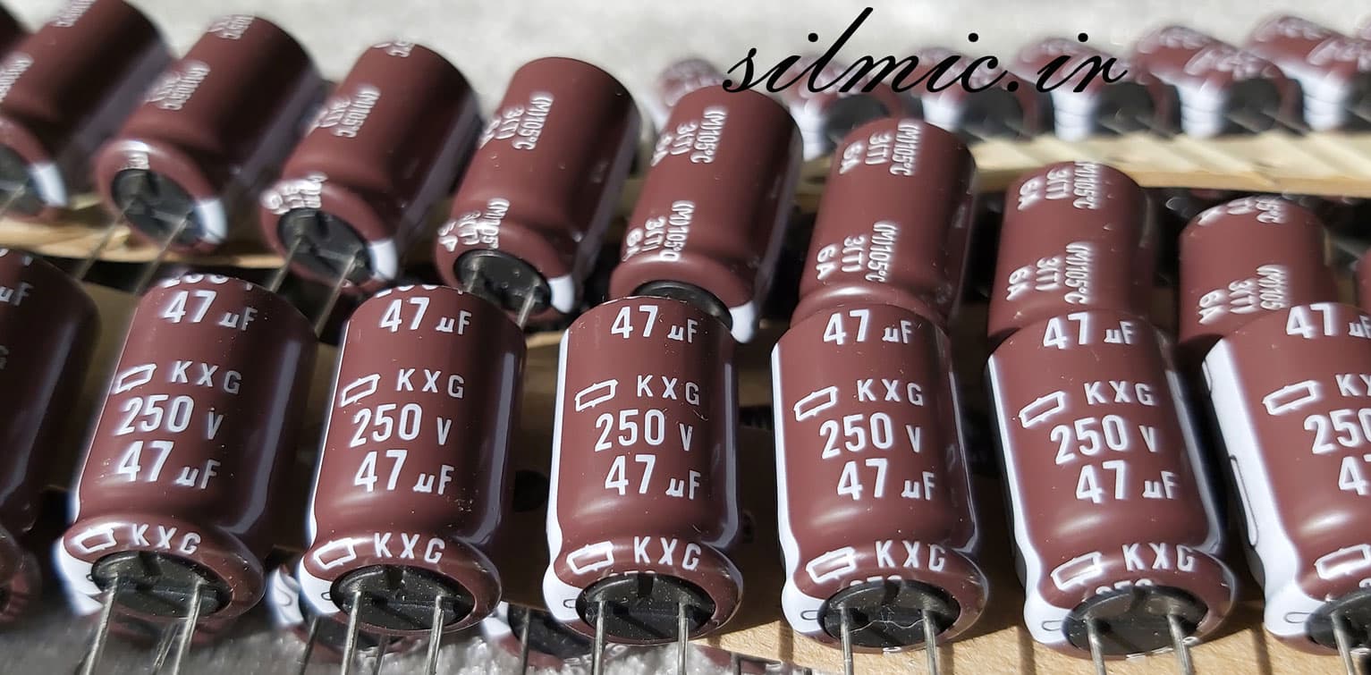 خازن 47 میکرو فاراد 250 ولت ژاپنی NIPPON سری KXG با طول عمر بسیار بالا