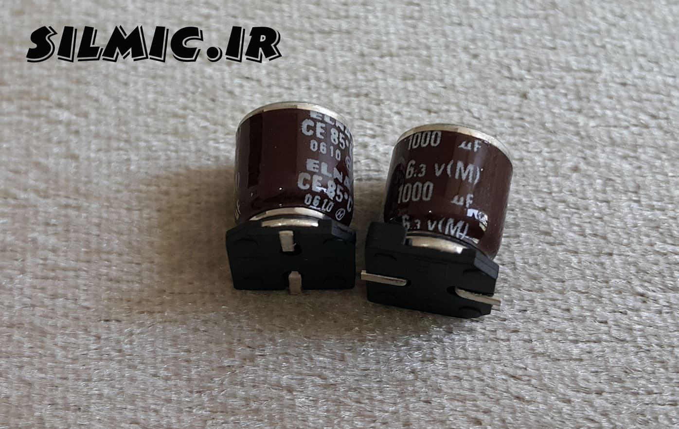 خازن SMD الکترولیت 1000 میکرو فاراد 6.3 ولت ELNA ژاپن سری RV مینیاتوری low esr — تصویر ۲