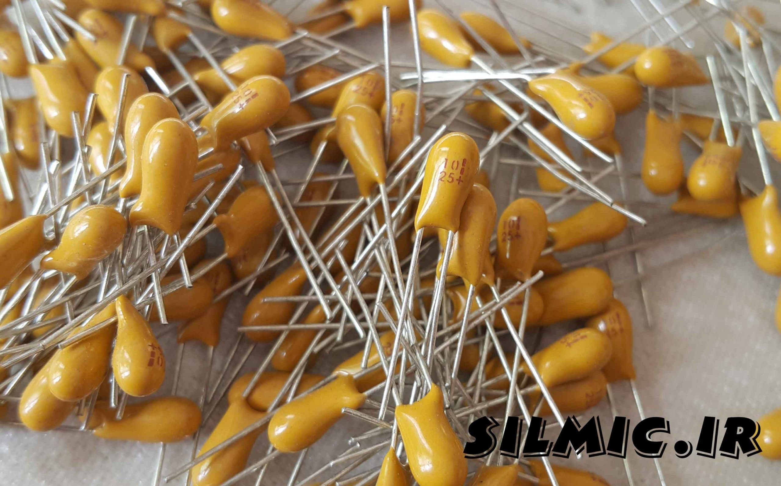 خازن تانتال 10 میکرو فاراد 25 ولت AVX آمریکا سری حرفه ای TAP دمای کاری ۱۲۵ — تصویر ۲
