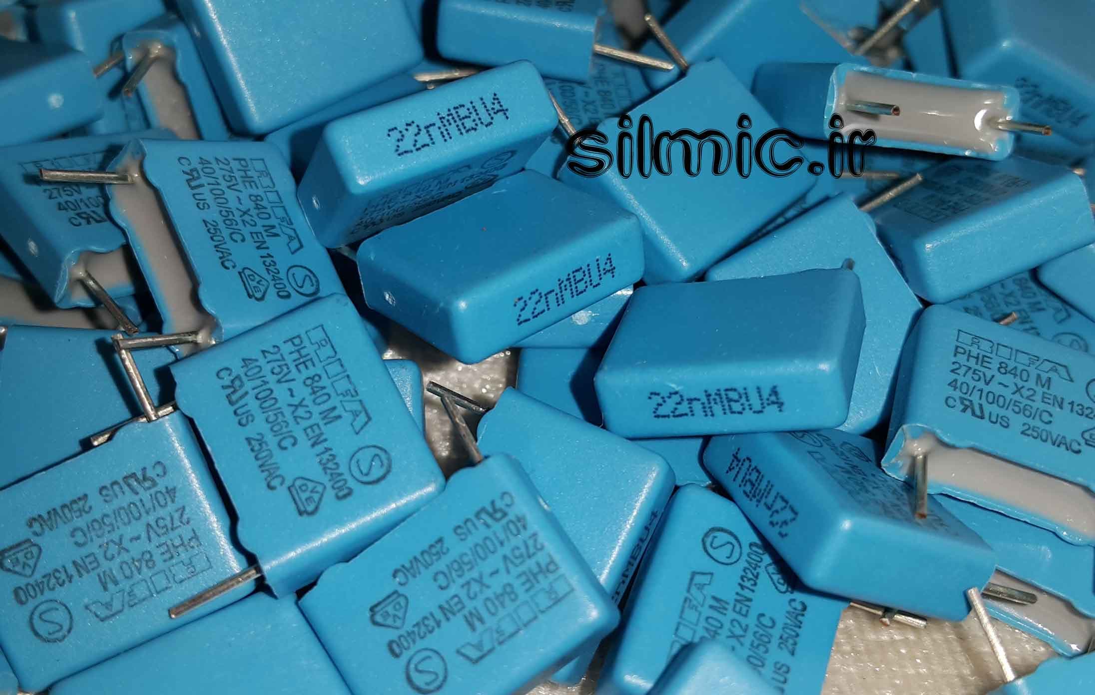 خازن 150 نانو فاراد 275 ولت AC سری PHE840M X2 ساخت شرکت RIFA آلمان امنیت x2 — تصویر ۴