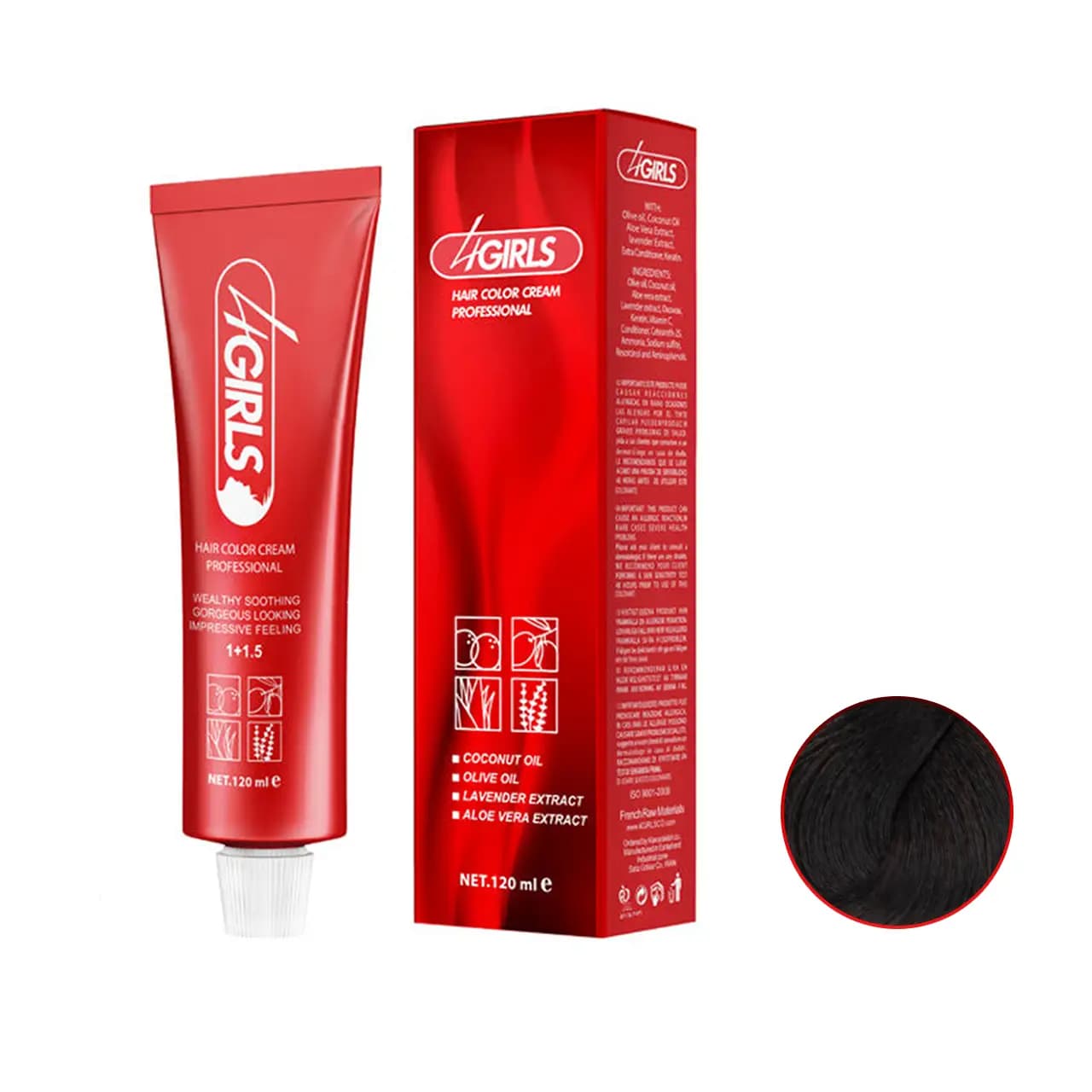 رنگ مو قهوه ای شکلاتی متوسط فور گرلز سری شکلاتی CH4 حجم 120ml