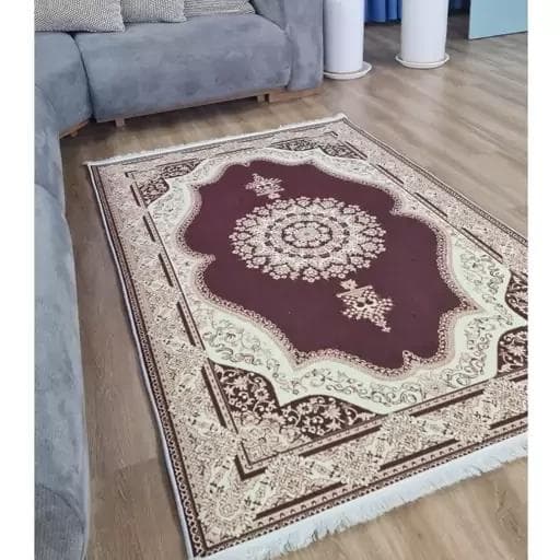 فرش ماشینی چاپی | فرشینه هازان ترک طرح سنتی کرم زرشکی h318 (پس کرایه)