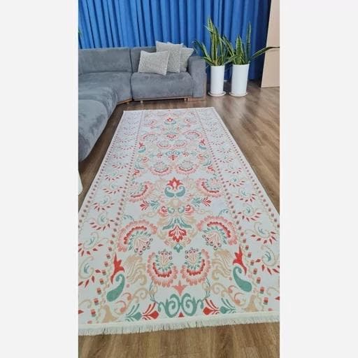 فرش ماشینی چاپی | فرشینه مخمل راهرویی و کناره r136 (پس کرایه) — تصویر ۲