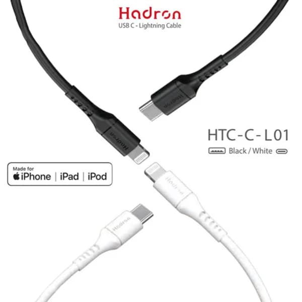 کابل تایپ سی به لایتنینگ 3 آمپر هادرون HTC-C-L01 طول 1 متر — تصویر ۸