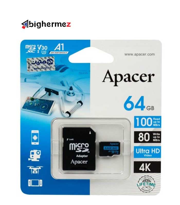 کارت حافظه SDHC اپیسر مدل V30 R100 به ظرفیت 64 گیگ