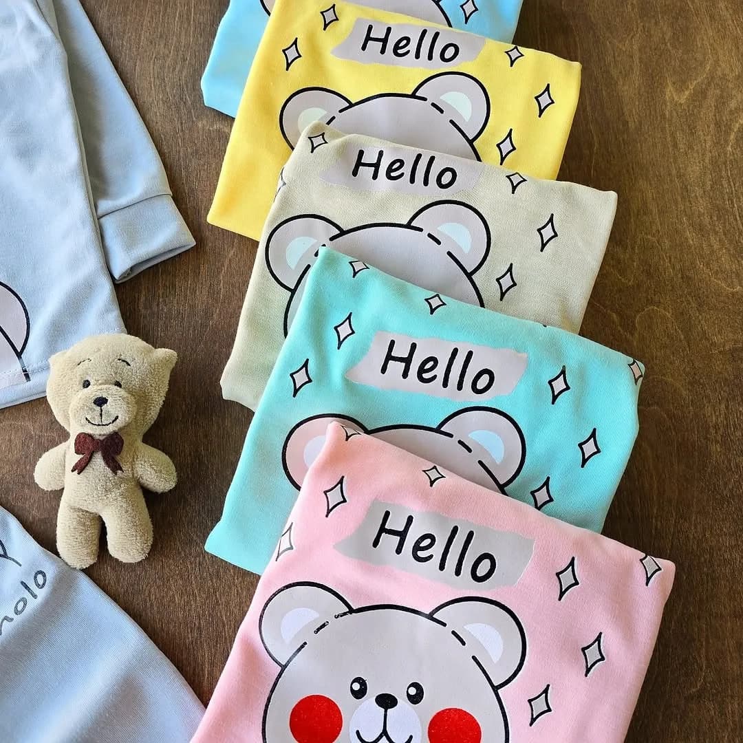 بلوز شلوار خرس Hello سایز 4 تا 6 کد 4095 — تصویر ۳