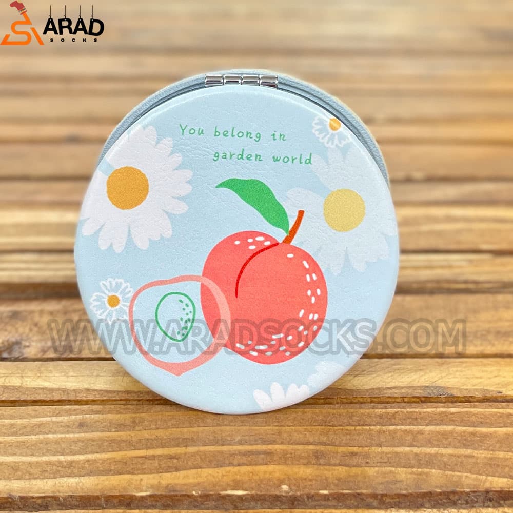 آینه جیبی صفحه دایره ای طرح هلو و بابونه — تصویر ۲