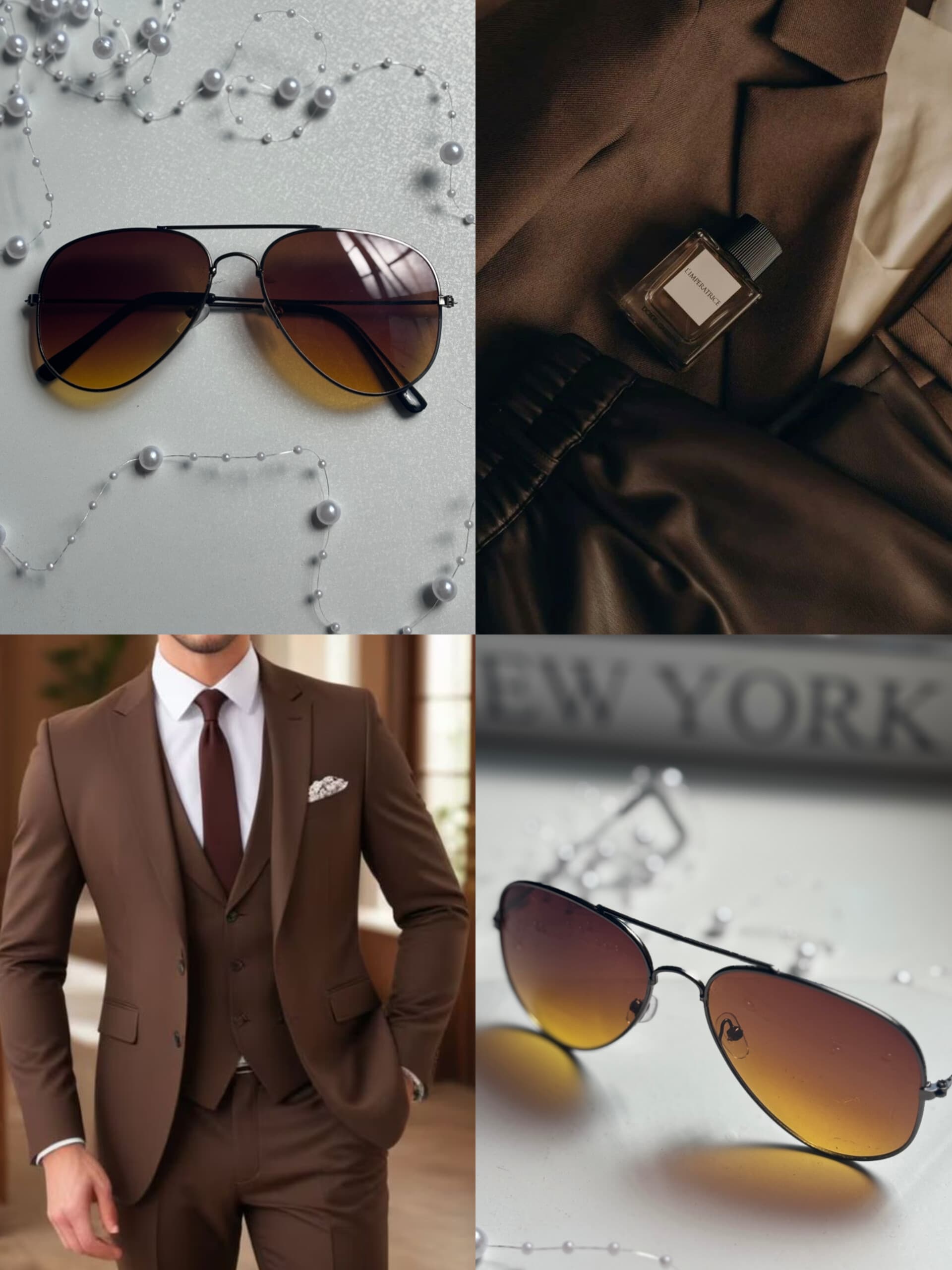عینک آفتابی برند Rayban قهوه ای مردانه یووی 400