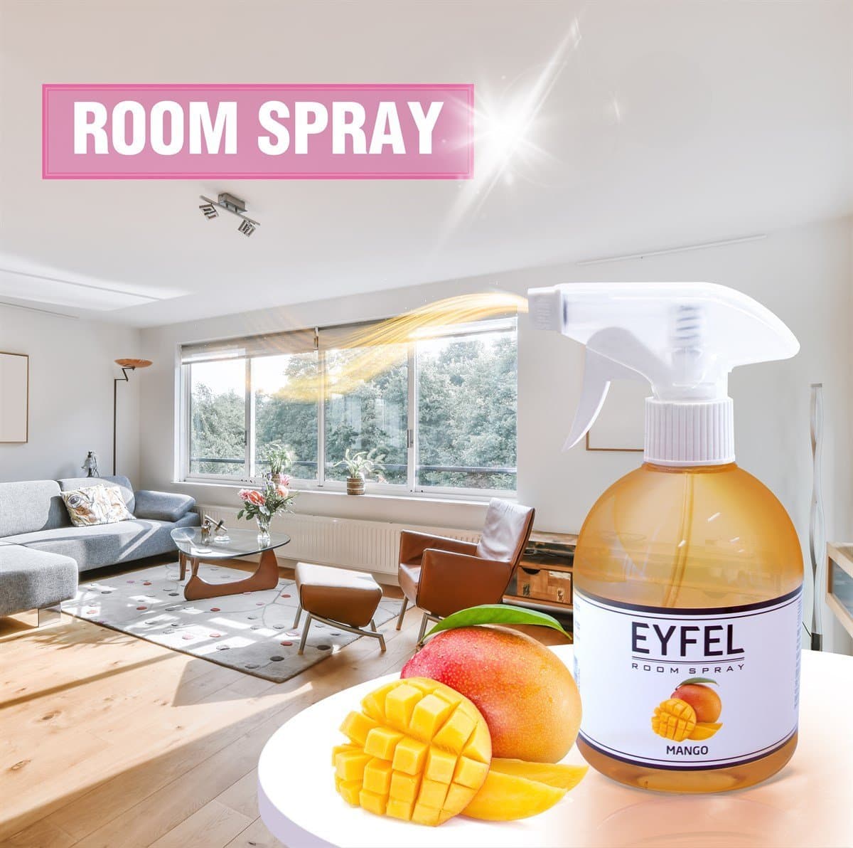 اسپری خوشبو کننده هوا ایفل اصل EYFEL مدل انبه mango حجم 500 میلی لیترکد 562027