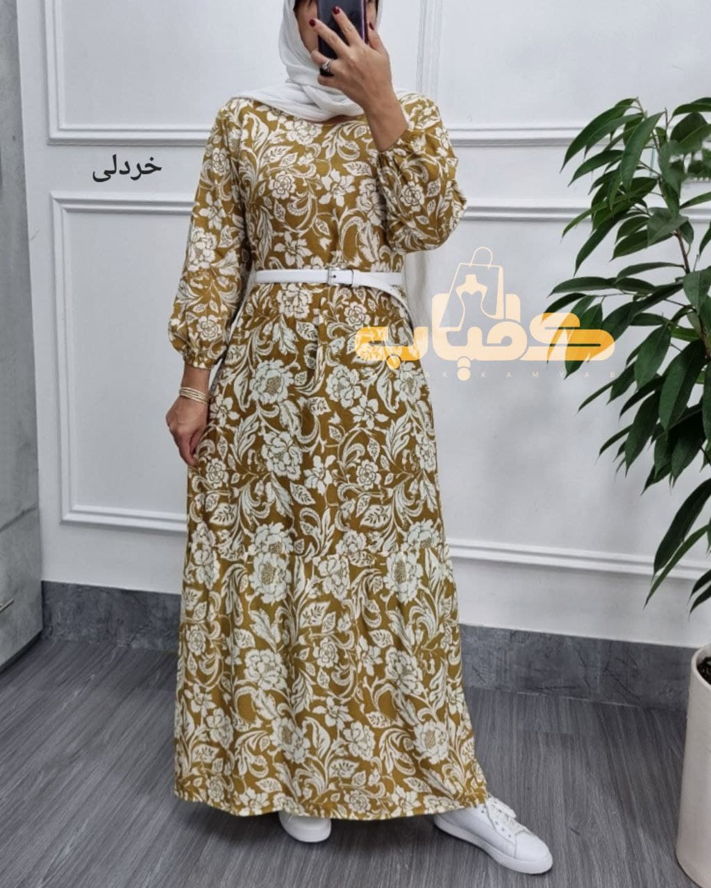 پیراهن ساحلی نخی طرح فلور/کد340
