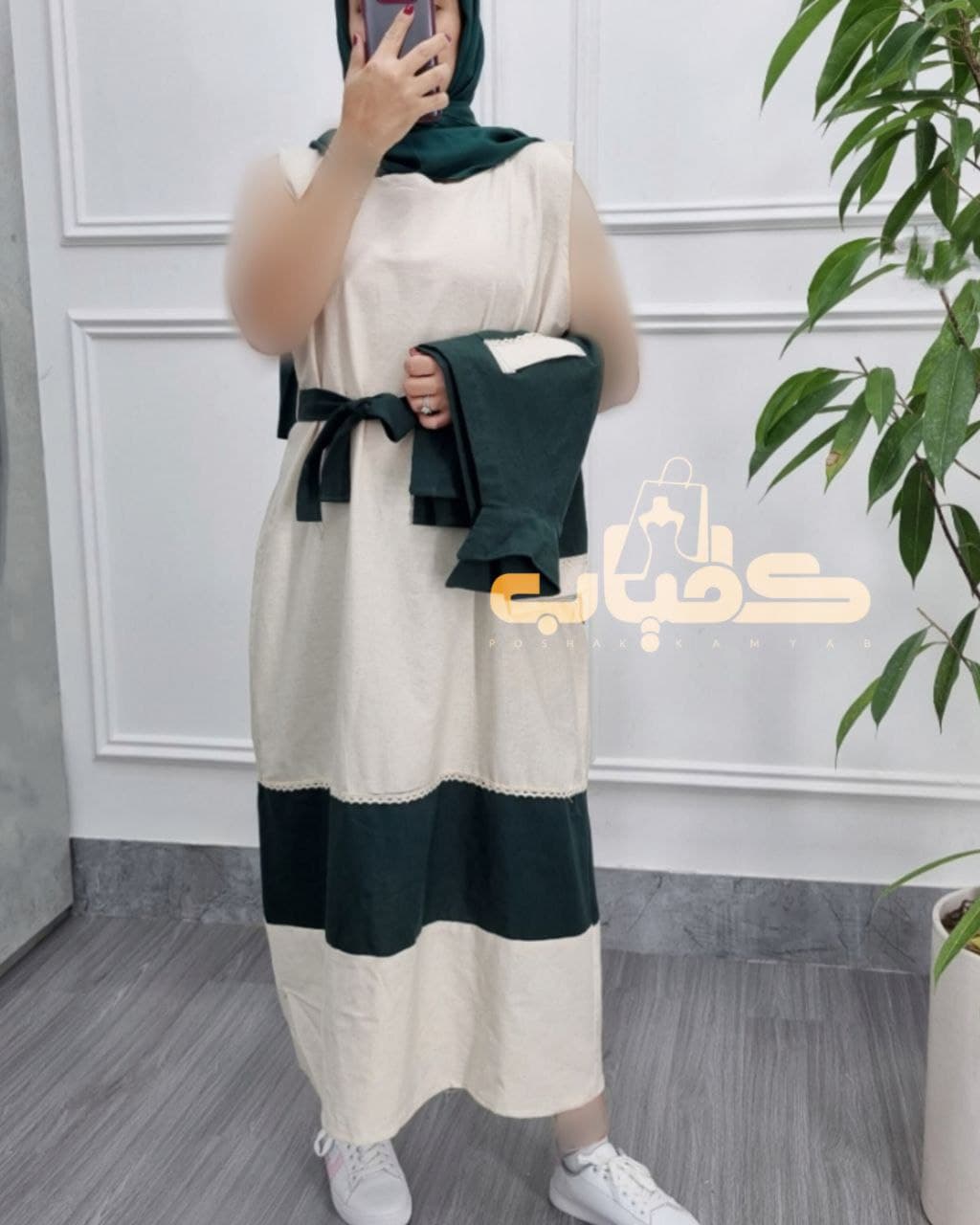 ست ساحلی سارافون وکت لینن نچرال/کد337 — تصویر ۴