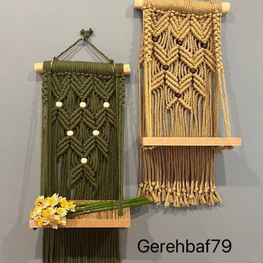شلف جذاب مکرومه بافی دیواری گالری گره باف مبلمان فرنا مدل 1123518