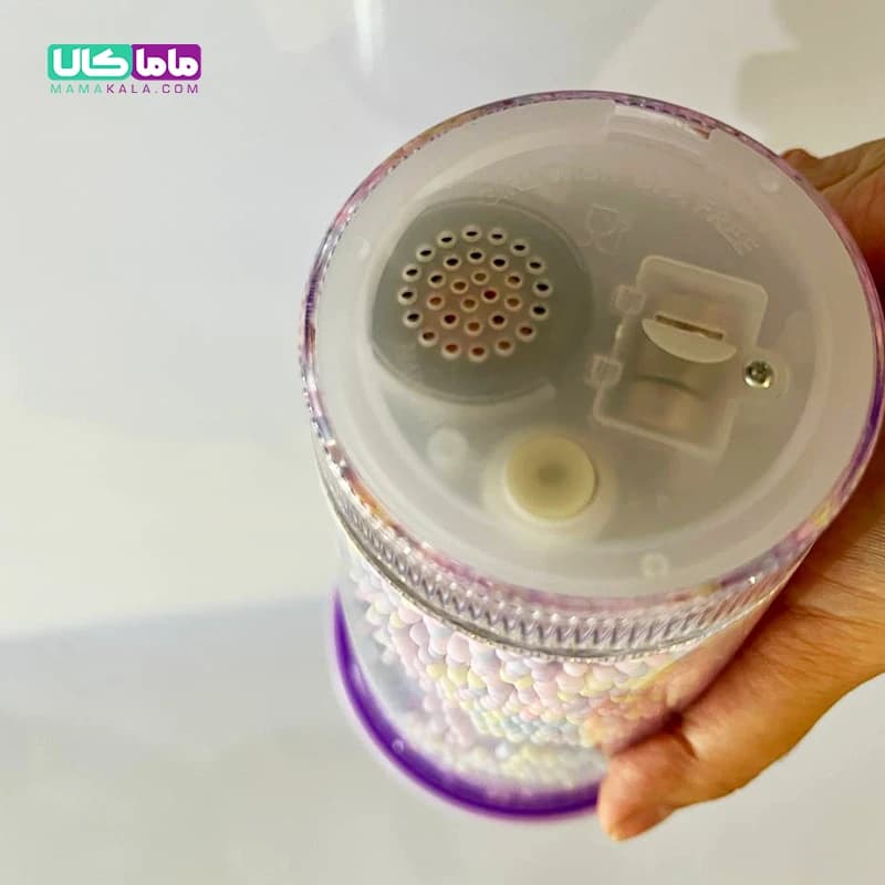 اسموتی کاپ دوجداره موزیکال و چراغدار مدل رنگین کمان (سبز آبی) — تصویر ۴