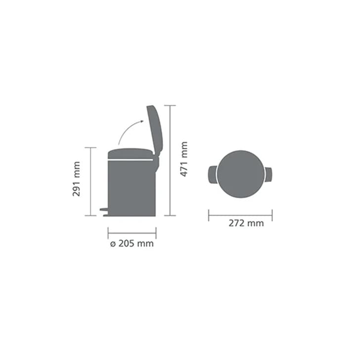 سطل زباله 5 لیتر استیل مات برابانتیا | Brabantia NEWICON PEDAL BIN — تصویر ۴