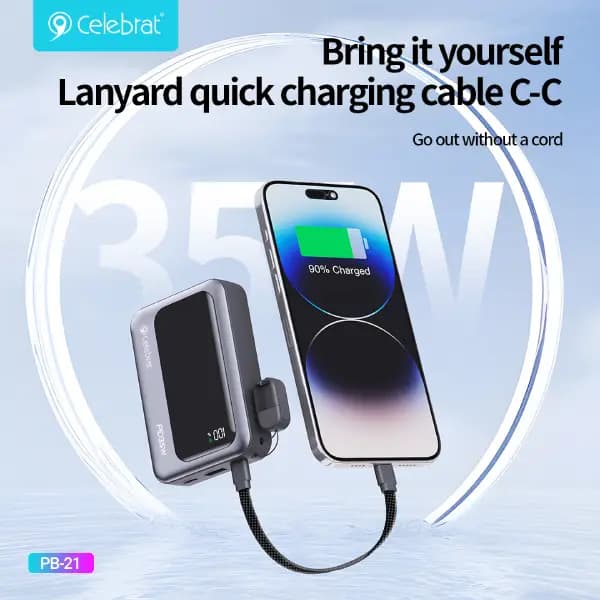 پاوربانک 20000 هزار 35 وات سلبریت مدل Celebrat PB21 PD 35W 22.5W Power — تصویر ۵