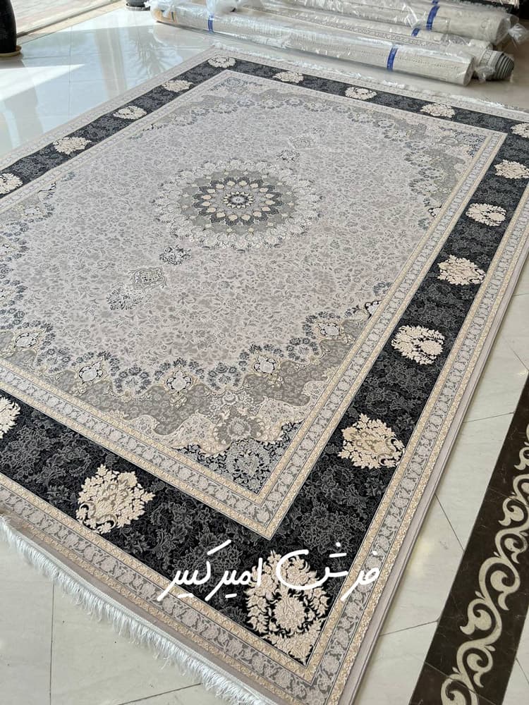 فرش 1500 شانه انکارا دودی برجسته محتشم — تصویر ۲