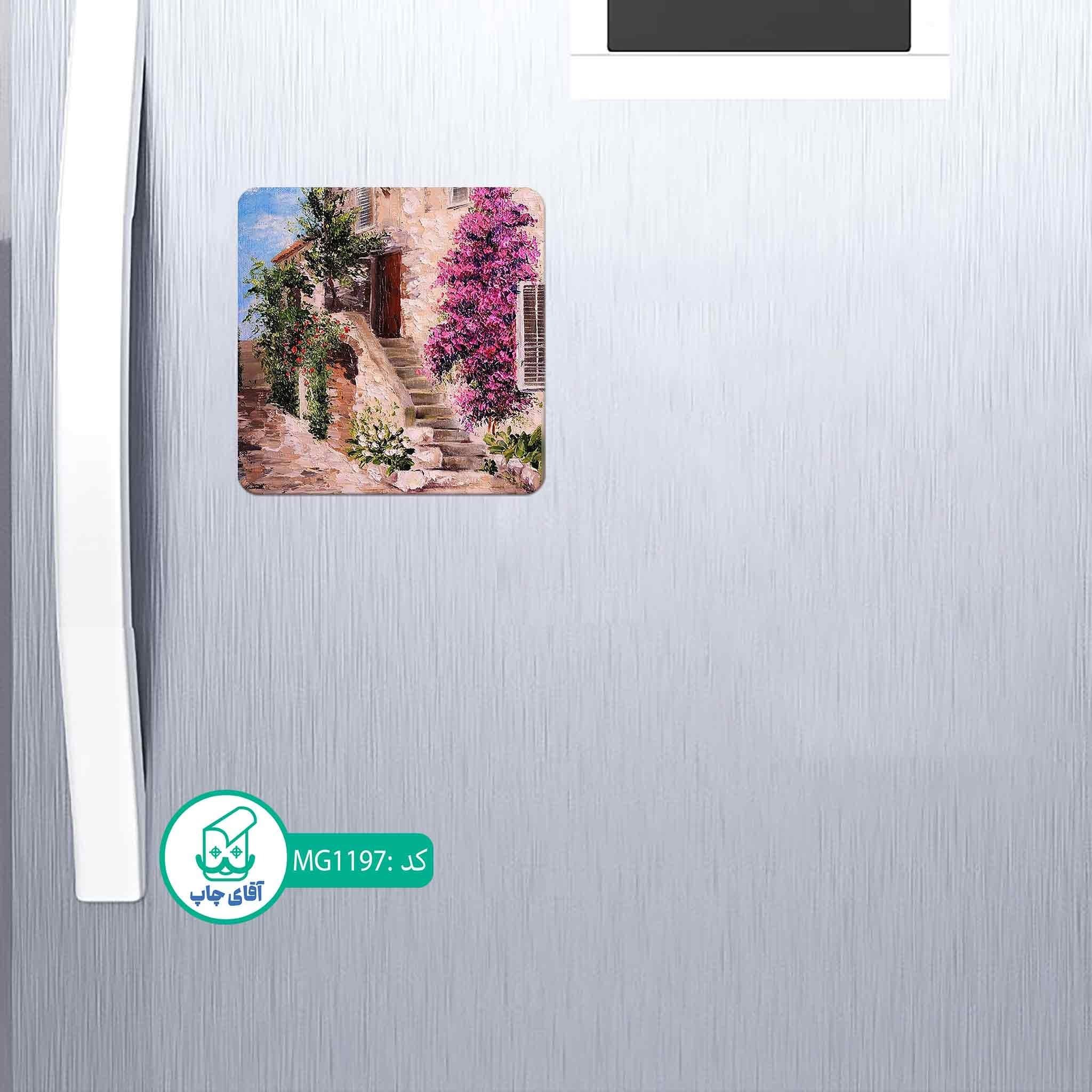 مگنت یخچالی طرح نقاشی گل های صورتی کد MG1197 — تصویر ۲