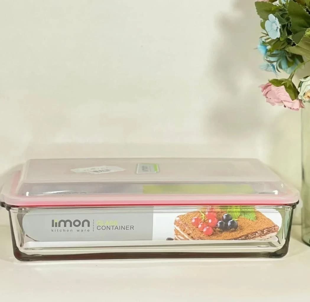 ظرف شیشه ای لیمون درب دار مستطیل 1/4 لیتر (الوان) کد 205035 — تصویر ۲