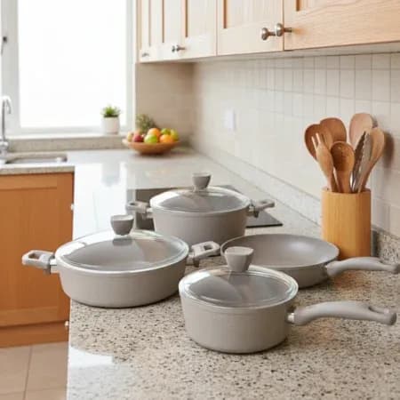 سرویس 8 پارچه قابلمه پریستون بژ کد 0306-6501108 — تصویر ۲