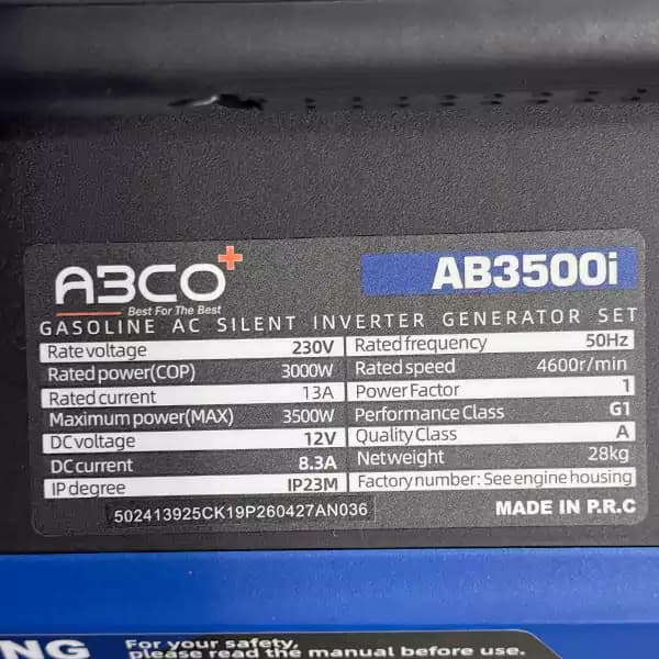 موتور برق سایلنت آبکو 3.5 کیلو وات مدل AB3500I — تصویر ۲