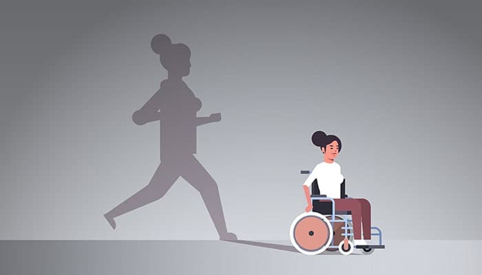 وکتور کاراکتر دختر روی ویلچر با مفهوم رویای بهبودی