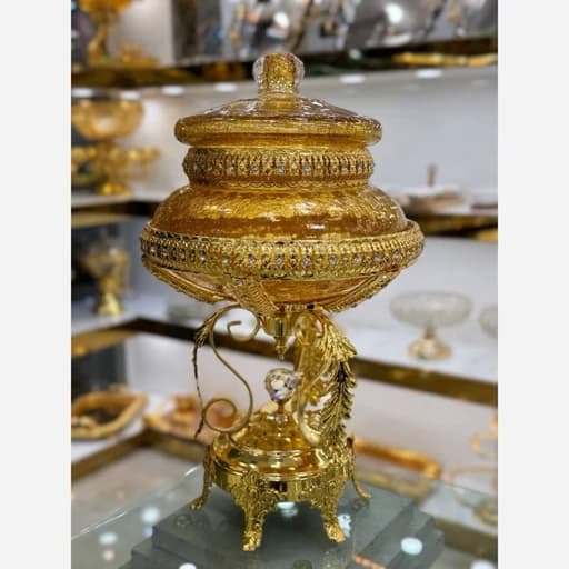سرویس پذیرایی نگین دار پایه برگ طلایی اماراتی — تصویر ۵