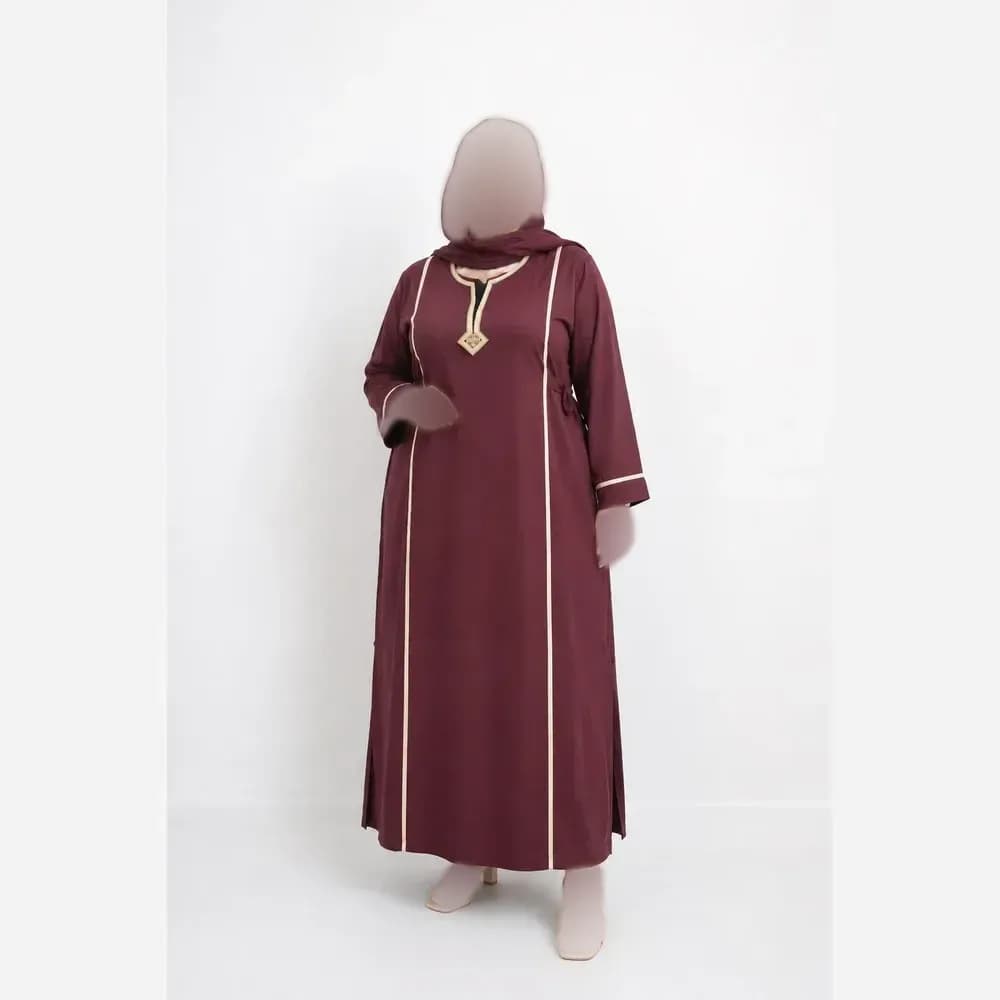 پیراهن نخی یقه گلدوزی فری سایز مناسب سایز 40 تا 52 — تصویر ۴