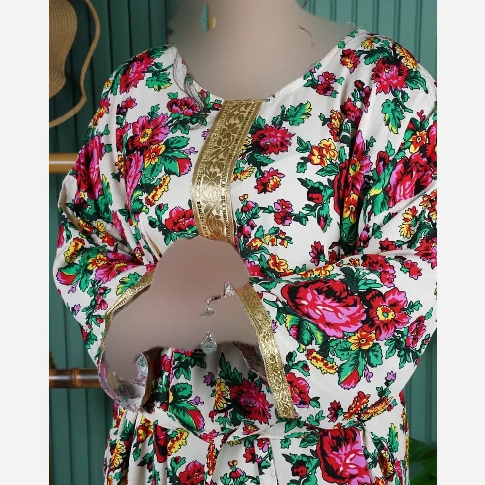 ساحلی کتیبه طلایی گل درشت نخی ترکمنستان فری سایز رنگبندی متنوع — تصویر ۳
