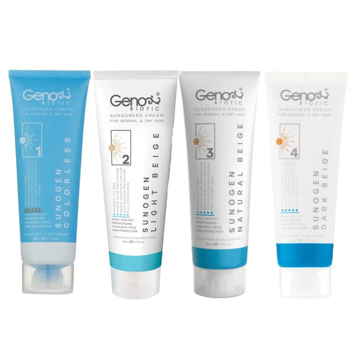 کرم ضد آفتاب SPF50 پوست خشک و معمولی ژنوبایوتیک 50 میلی لیتر