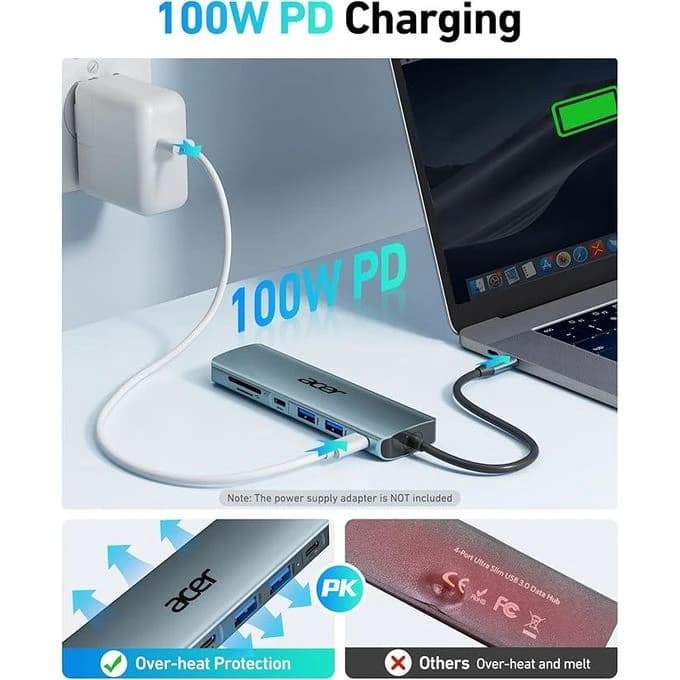 هاب USB-C برند Acer مدل 7-به-1 — تصویر ۳