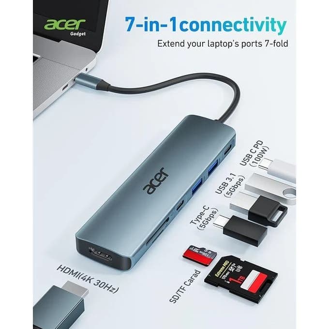 هاب USB-C برند Acer مدل 7-به-1 — تصویر ۲