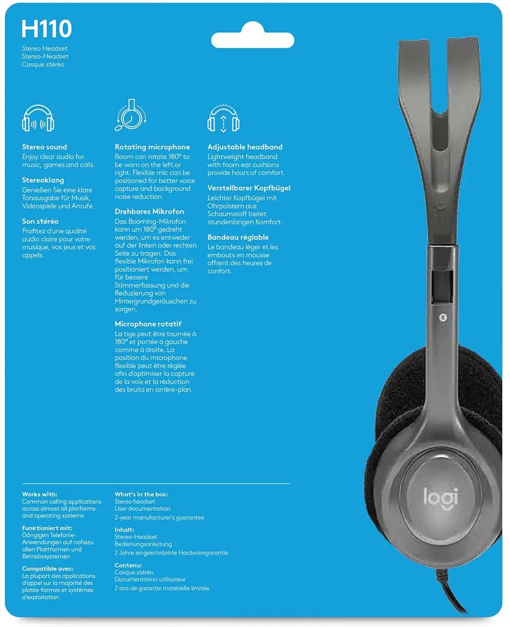 هدست با سیم لاجیتک Logitech H110 (AUX) — تصویر ۶