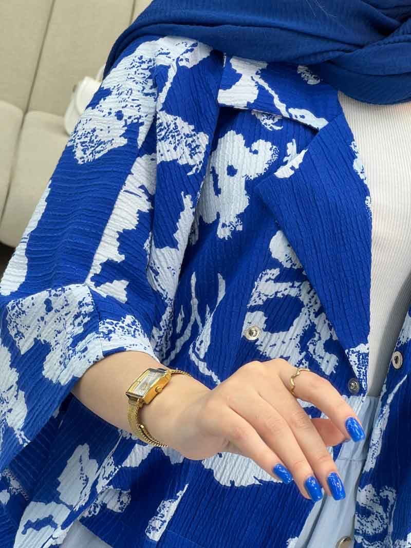 کت و دامن طرح دار دو دکمه کد 4845 — تصویر ۶