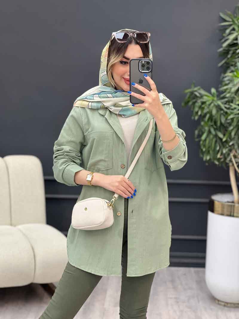 مانتو دو جیب پایین هلال آلاله کد 4873 — تصویر ۷