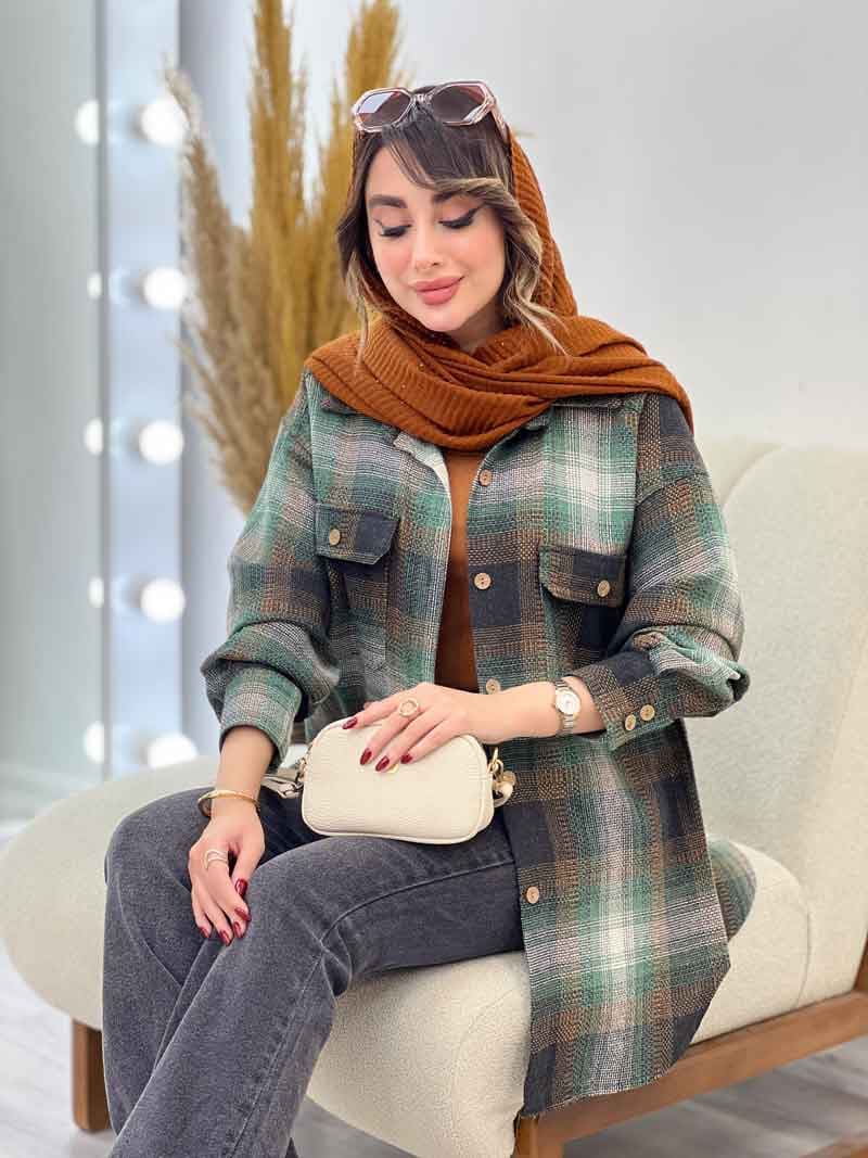 مانتو چهارخونه جیب پاکتی ساغر کد 5369 — تصویر ۵