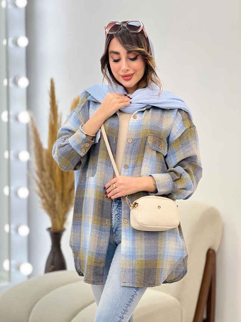مانتو چهارخونه جیب پاکتی ساغر کد 5369 — تصویر ۶
