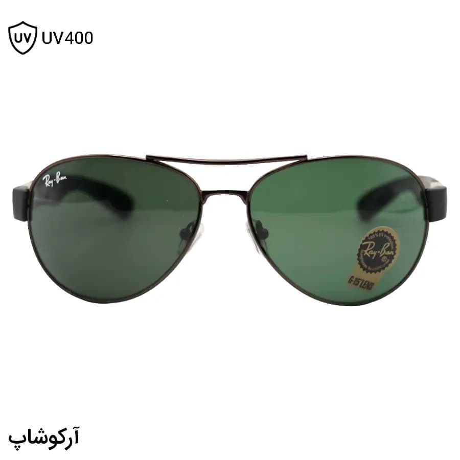 عینک آفتابی Ray-Ban با فریم شکل خلبانی، رنگ مسی، عدسی شیشهای و قهوهای تیره مدل RB3509 — تصویر ۹