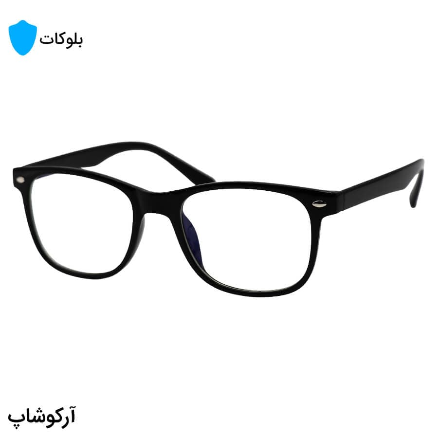 عینک با فریم ویفرر کوچک، رنگ مشکی براق، از جنس کائوچو و لنز بیرنگ (بلوکات) مدل 2470