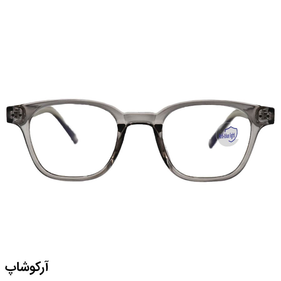 عینک طبی با فریم مربعی شکل، از جنس کائوچو، رنگ طوسی و لنز بلوکات قابل تعویض 203104 — تصویر ۳
