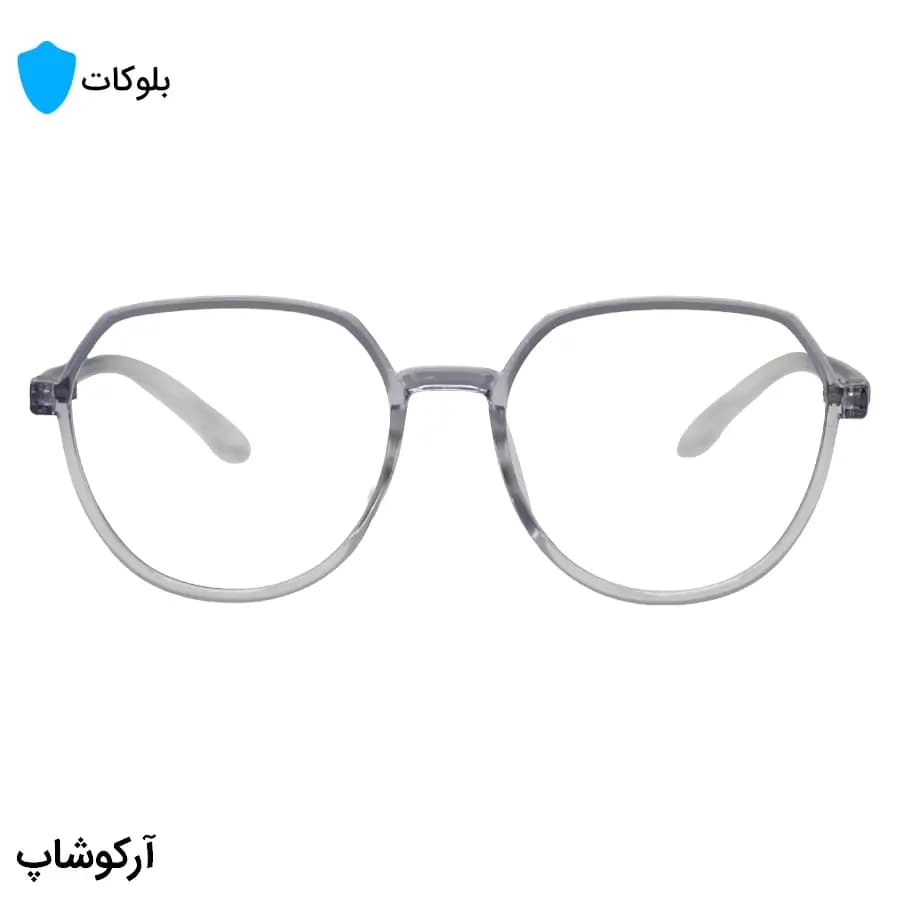 عینک با فریم آبی رنگ، شکل گرد مدرن، از جنس کائوچو و لنز بلوکات مدل 20314 — تصویر ۳