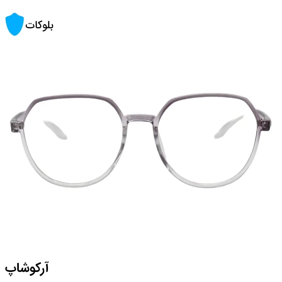عینک با فریم بنفش رنگ، شکل گرد مدرن، از جنس کائوچو و لنز بلوکات مدل 20314 — تصویر ۳