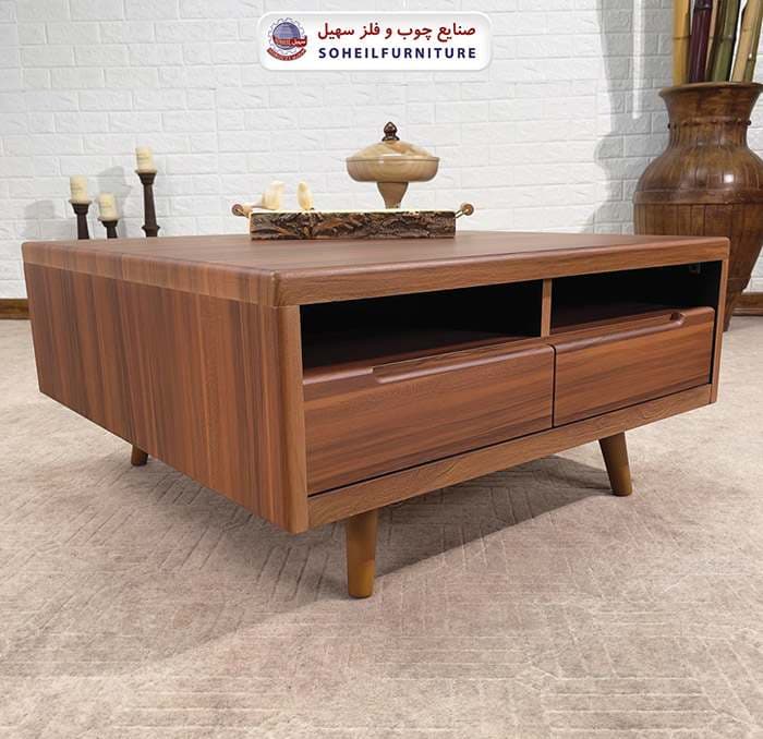 میز جلومبلی چوبی مدرن کشو دار مدل 124 مربع سهیل — تصویر ۸