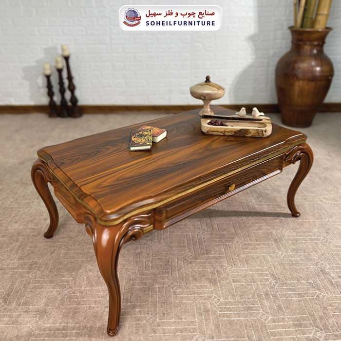 میز جلومبلی چوبی کلاسیک کشو دار مدل 0086 سهیل
