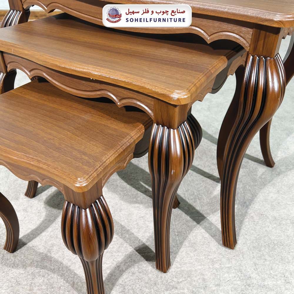 میز عسلی چوبی کلاسیک 3 تیکه مدل 0080سهیل — تصویر ۷
