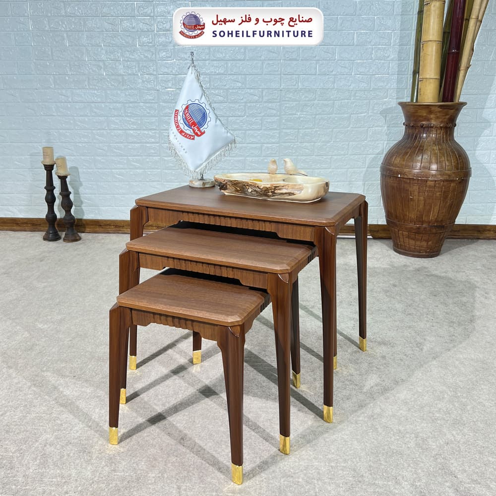 میز عسلی چوبی مدرن 3 تیکه مدل 0090